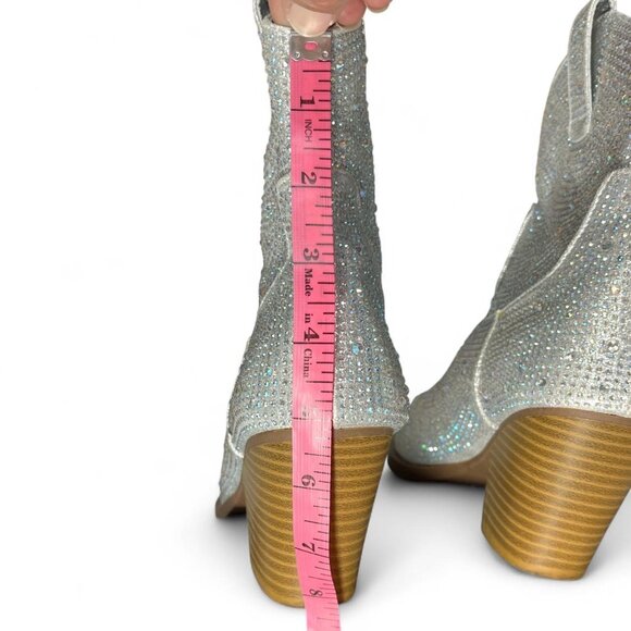 Forever Silver Rhinestone Cowboy Boots | Women’s Size 8 - Picture 8 of 8